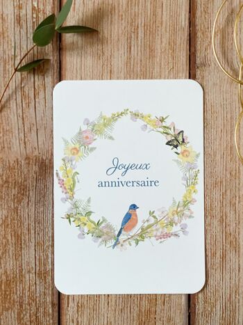 carte postale couronne aquarelle - Joyeux anniversaire 1