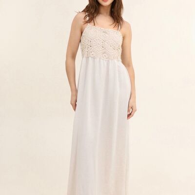 Long dress with strap and crochet top - CLARA