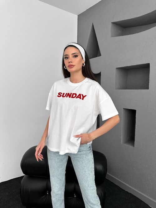 T-shirt manche courte avec inscription "SUNDAY" - SUNDAY