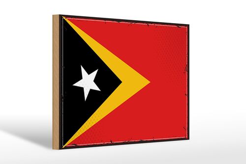 Holzschild Flagge Osttimors 30x20cm Retro Flag East Timor