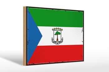 Panneau en bois drapeau de Guinée équatoriale, drapeau rétro 30x20cm 1