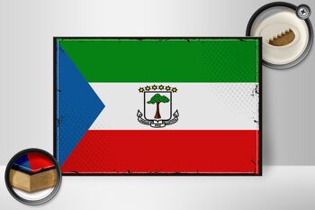 Panneau en bois drapeau de Guinée équatoriale, drapeau rétro 30x20cm 2