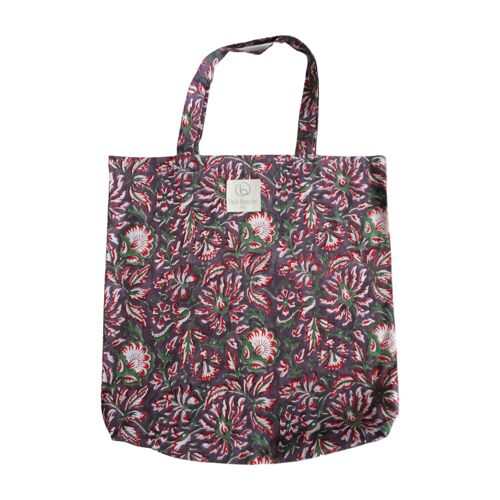 Tote bag en coton imprimé fleuri N°54