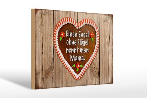 Holzschild Spruch 30x20cm Engel ohne Flügel nennt man Mama Lebkuchenherz