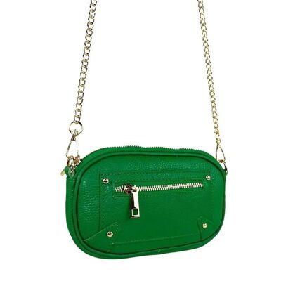 Women's Italian Leather Shoulder Bag with Long Chain Handle