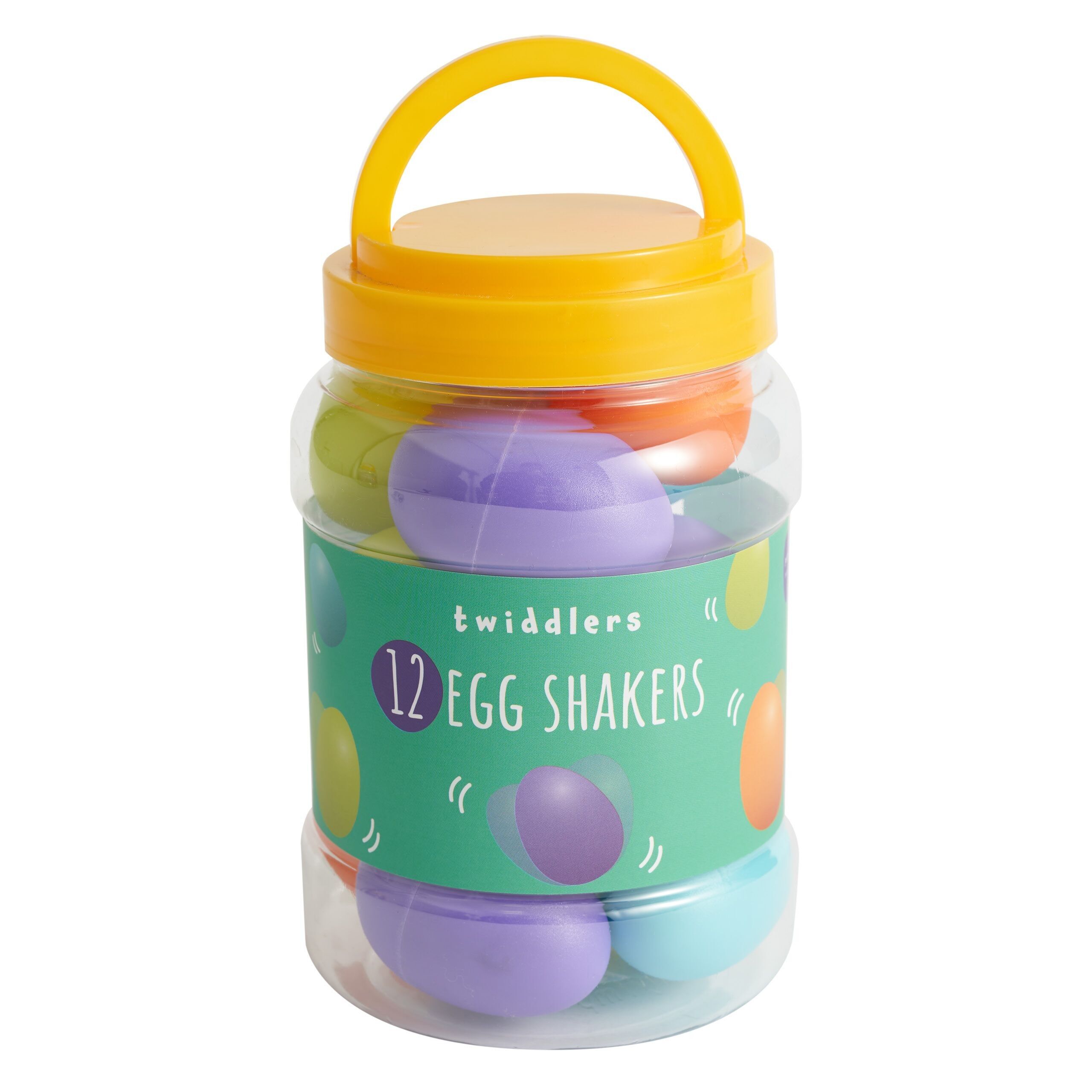 Tub of 12 Musical Egg Shakers, Maracas Instruments, 4 Colours, Toy Rattler