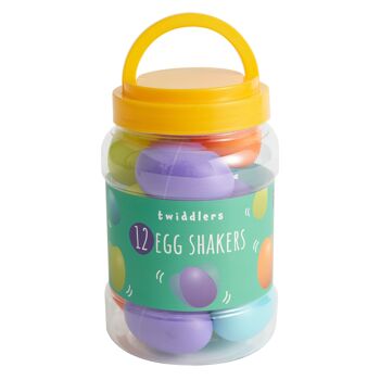Pot de 12 shakers à œufs musicaux, instruments Maracas, 4 couleurs, hochet jouet 2