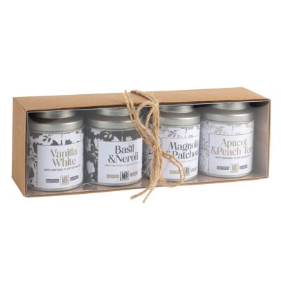Gift box with 4 scented candles in tins