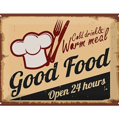 Metal sign Retro 40x30cm Cold drinks and warm meal