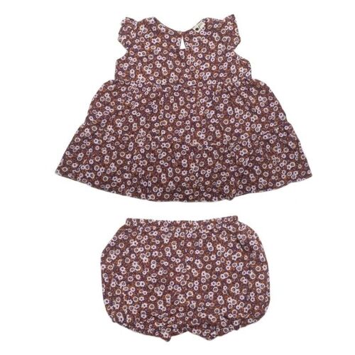 Flared blouse with puffs and shorts BOHO FLO Choco