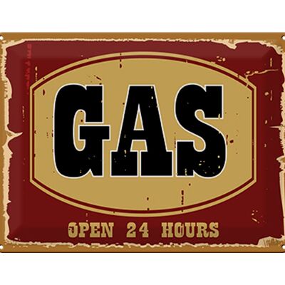 Cartel de chapa aviso 40x30cm GAS abierto 24 horas