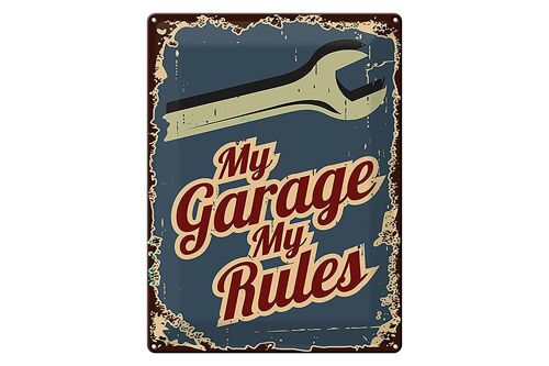 Blechschild Hinweis 30x40cm My garage my rules