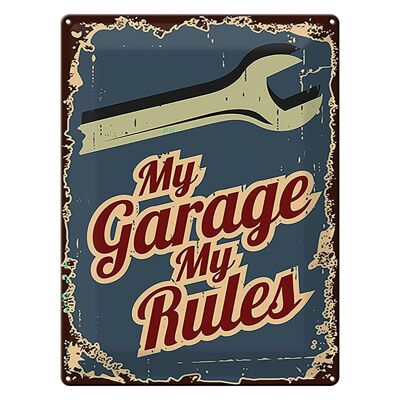 Cartel de chapa nota 30x40cm Mi garaje mis reglas