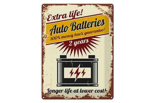 Blechschild Retro 30x40cm Extra Life Auto Batteries