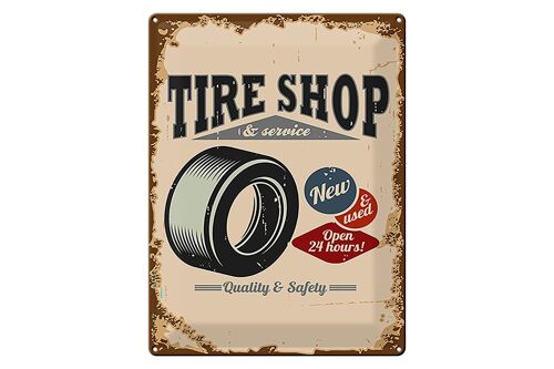 Blechschild Retro 30x40cm Tire Shop Reifen Service