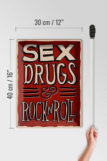 Panneau en étain disant 30x40cm Drogues sexuelles Rock n Roll 4