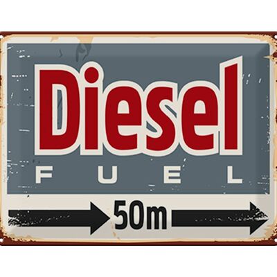 Blechschild Retro 40x30cm Diesel fuel 50 m