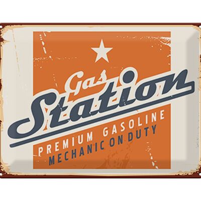 Blechschild Retro 40x30cm Gas Station Premum Tankstelle