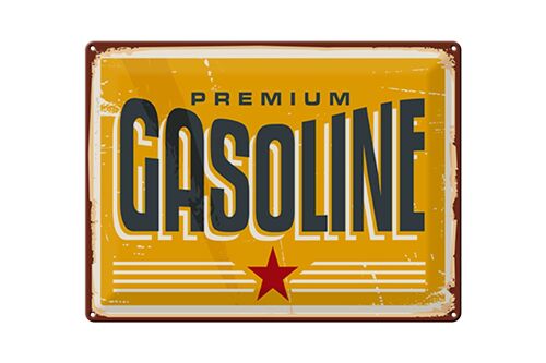 Blechschild Retro 40x30cm Premum Gasoline Tankstelle Benzin