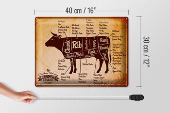 Plaque en tôle boucherie 40x30cm coupes de bœuf de vache panneau orange bio 4