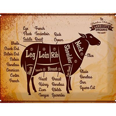 Metal sign butcher shop 40x30cm lamb cuts organic