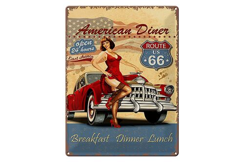 Blechschild Retro 30x40cm Pinup American Diner Breakfast
