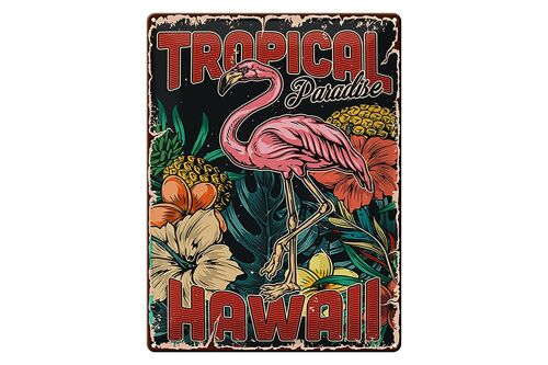Blechschild Retro 30x40cm Hawaii Tropical Paradise Alkohol