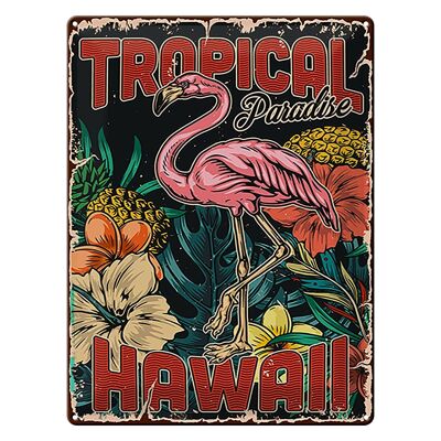 Targa in metallo retrò 30x40 cm Hawaii Tropical Paradise Alcool