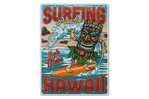 Blechschild Surfing 30x40cm Paradise Hawaii Sommer Sport