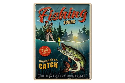 Blechschild Angeln 30x40cm Fishing Tours