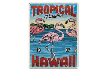 Signe en étain rétro 30x40cm, paradis Tropical hawaïen 1