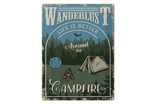 Blechschild Retro 30x40cm Wanderlus camping