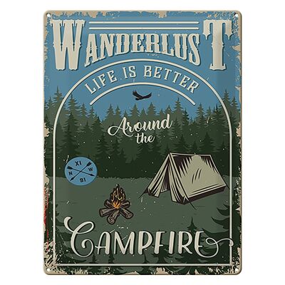 Blechschild Retro 30x40cm Wanderlus camping