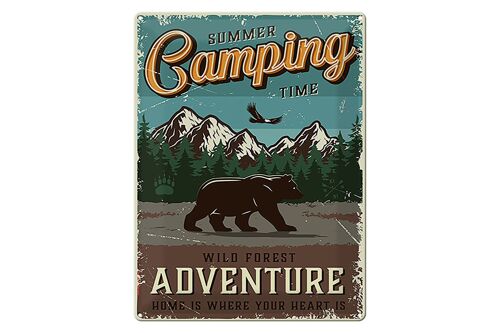 Blechschild Retro 30x40cm Summer Camping Time wild Forest