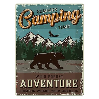 Cartel de chapa Retro, 30x40cm, tiempo de acampada de verano, bosque salvaje