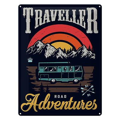 Blechschild Camping 30x40cm Traveller Adventure Abenteuer