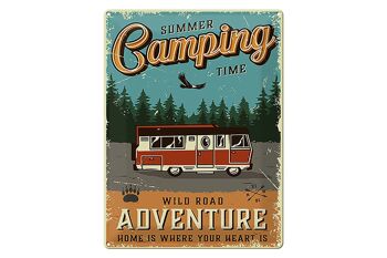 Panneau en étain rétro 30x40cm, Camping d'été, aventure, camping-car 1