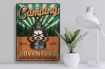 Signe en étain rétro 30x40cm, Camping d'été, temps d'aventure 3