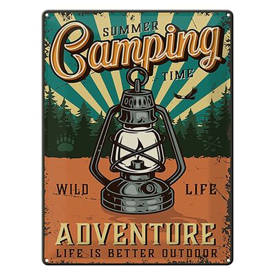 Cartel de chapa Retro, 30x40cm, tiempo de acampada de verano, aventura