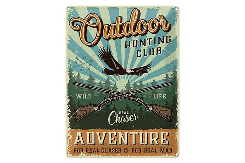 Blechschild Retro 30x40cm Outdoor hunting club Adventure