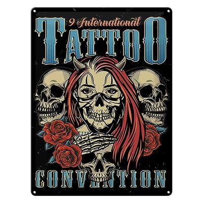 Cartel de chapa tatuaje 30x40cm International Tatoo