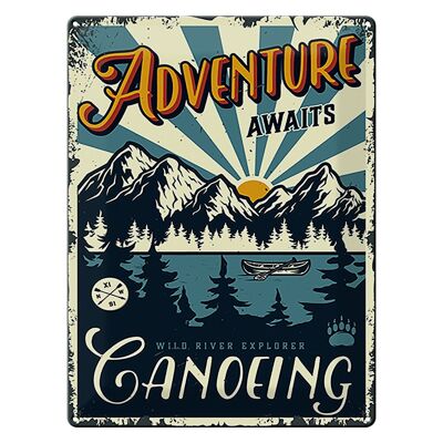 Blechschild Kanu 30x40cm Adventure awaits Ganoeing Sport