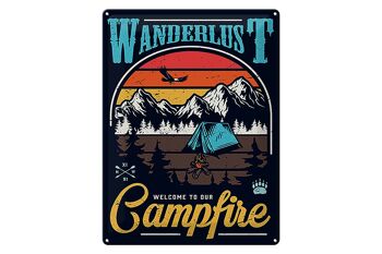 Panneau en étain pour Camping, 30x40cm, Wanderlus, feu de camp en plein air 1