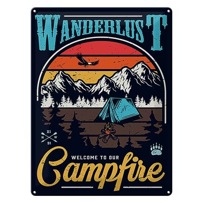 Blechschild Camping 30x40cm Wanderlus Campfire Outdoor