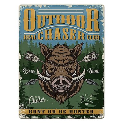 Metal sign outdoor 30x40cm hunting real chaser club