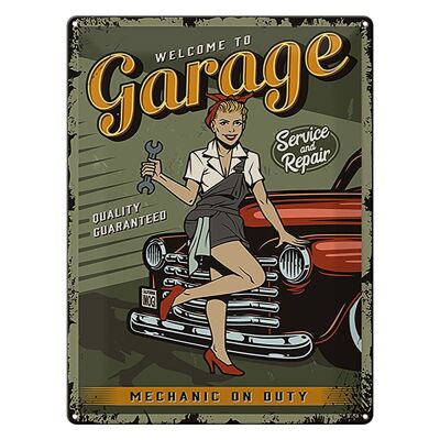 Metal sign Retro 30x40cm Pinup welcome to Garage service