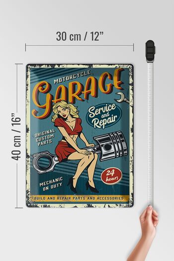 Plaque en tôle rétro 30x40cm Pinup moto Garage 24service 4