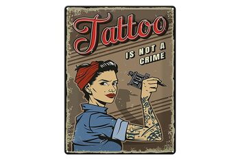 Signe en étain rétro 30x40cm, le tatouage n'est pas un crime Pinup 1