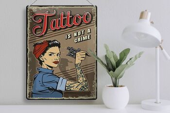 Signe en étain rétro 30x40cm, le tatouage n'est pas un crime Pinup 3