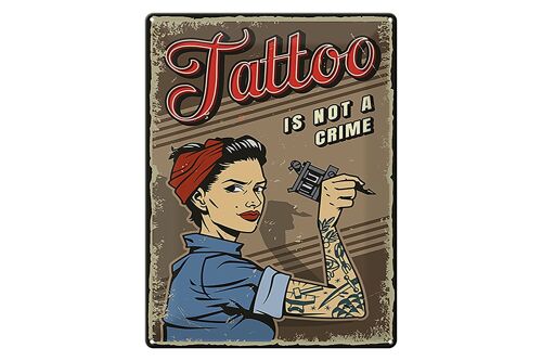Blechschild Retro 30x40cm Tattoo is not a crime Pinup